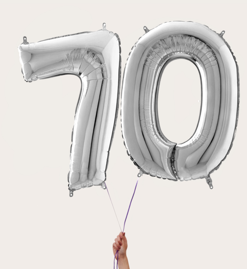 Cijferballon 70 Jaar Zilver XL