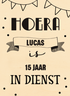 zwart wit kaart hoera jij bent in dienst