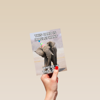verjaardag kaart grappig this card is irrelephant