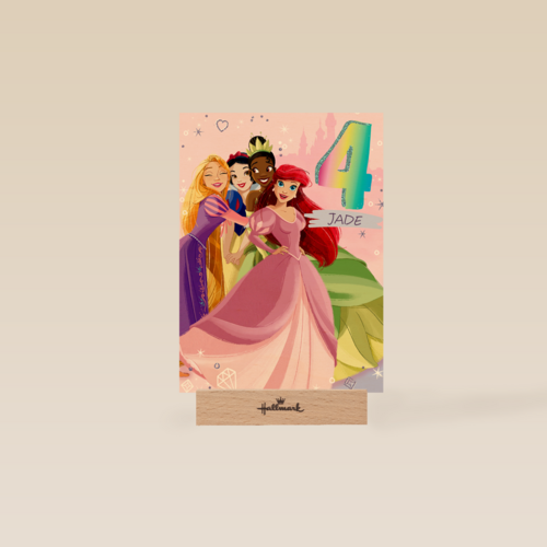 Verjaardagskaart 4 jaar Disney prinsessen