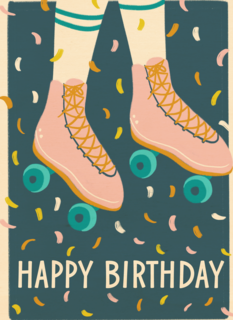 verjaardagskaart hip happy rollerskates birthday