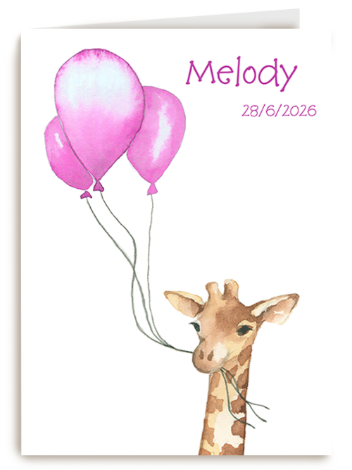 Kaart Hallmark | Geboorte felicitatie | Geboorte Kaart Giraffe Roze