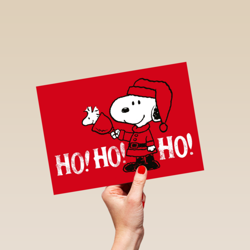 Kerstkaart Snoopy hohoho