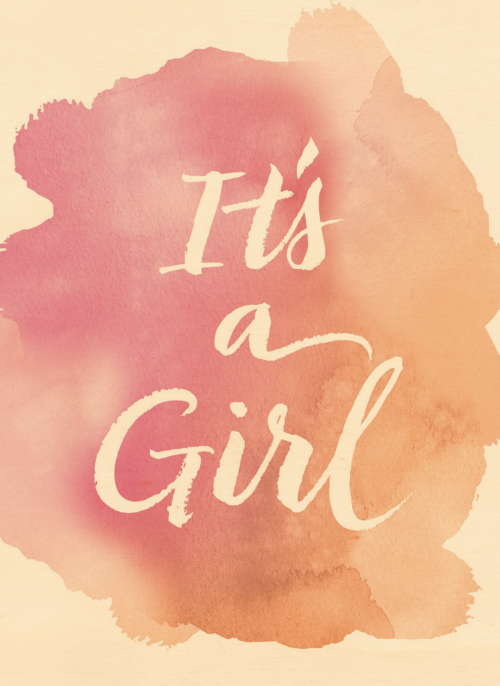 Houten Kaart Geboorte Felicitatie | Houten Kaart Hallmark | Geboorte Felicitatie | Watercolor It Is A Girl