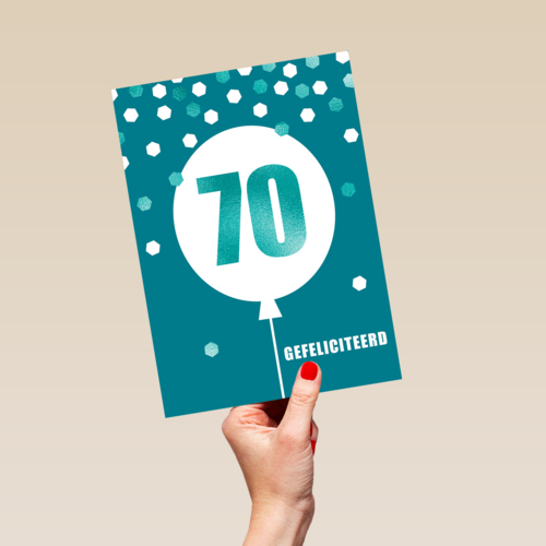 Verjaardagskaart leeftijden man 70 ballon