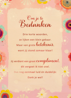 Bedankkaart Groot compliment More than words