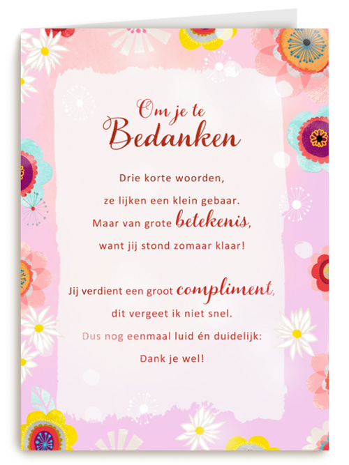 Bedankkaart Groot compliment More than words