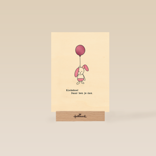 Geboortefelicitatie kiekeboe konijn roze