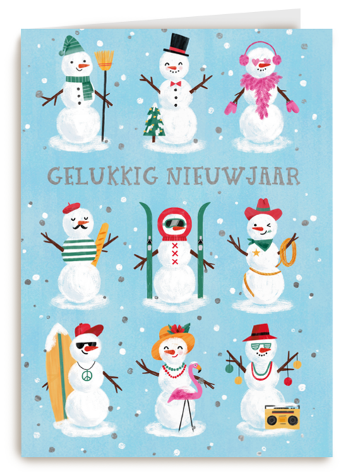 Gelukkig nieuwjaar sneeuwpop