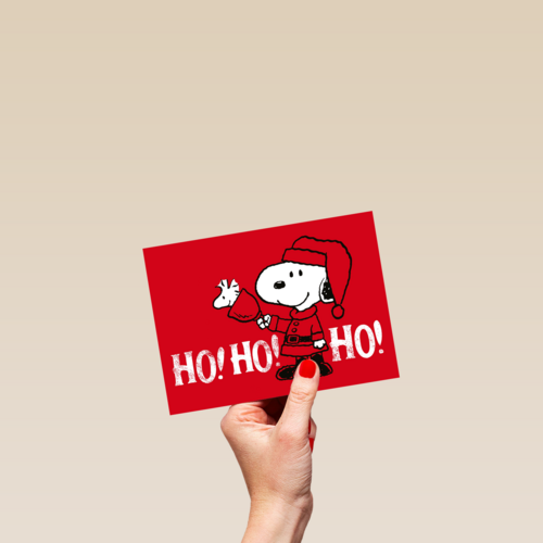 Kerstkaart Snoopy hohoho