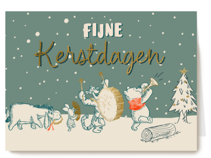 Kerstkaart Winnie de Poeh kerstorkest