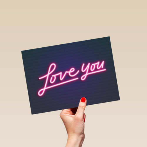 Liefde kaart neon Love you