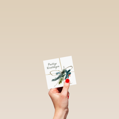 Kerstkaart klassiek kersttak met strik