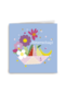 Beterschap kaart papieren bootje met bloemen