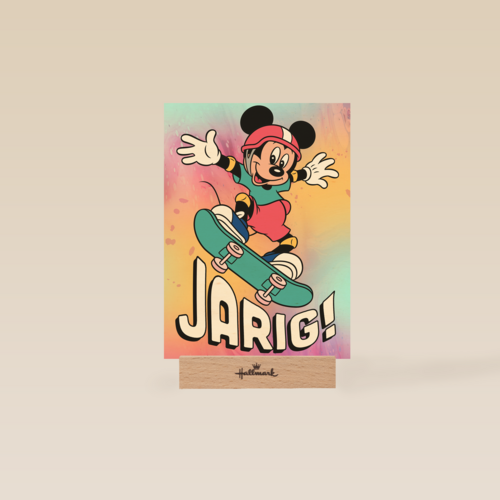 Verjaardagskaart Mickey Mouse skateboard