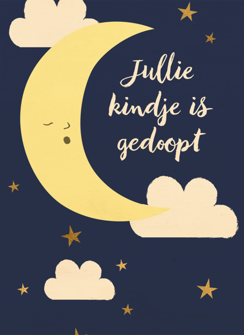 Houten Kaart Doopsel | Houten Kaart Hallmark | Doopsel | Je Kindje Is Gedoopt Maan
