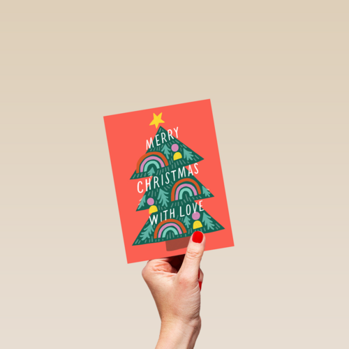 Kerstkaart hip Merry Christmas with love