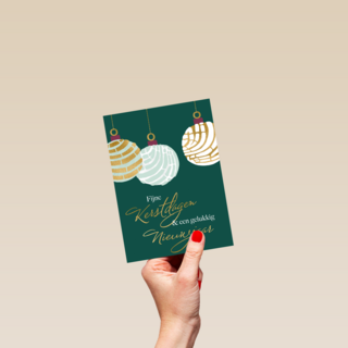 Kerstkaart kerstballen stijlvol
