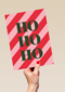 kerstkaart hohoho op rood roze achtergrond