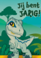 Blauwe dino verjaardagskaart