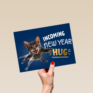 nieuwjaarskaart hip incoming new year hug