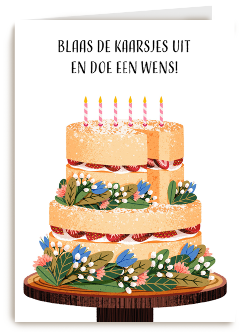 Verjaardagskaart met grote taart Folio