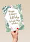 botanical kaart hugs kisses and birthday wishes