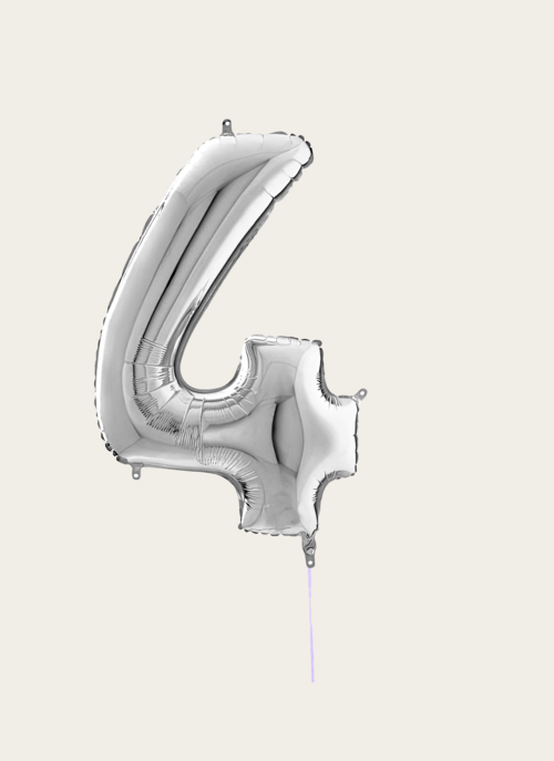Hallmark Cijferballon 4 Jaar Zilver XL |  Cadeau Ballonnen |