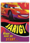 disney cars kaart met de tekst jarig klaar voor de start