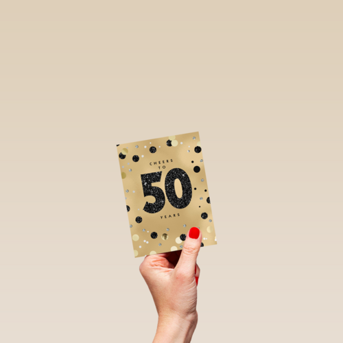 Verjaardagskaart leeftijden man vrouw 50 goud met stippen