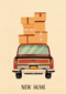 new home car with boxes