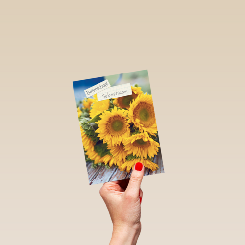 beterschapskaart met zonnebloemen
