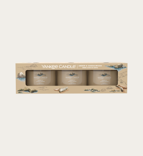 Yankee Candle Amber & Sandalwood set van 3 Geurkaarsen