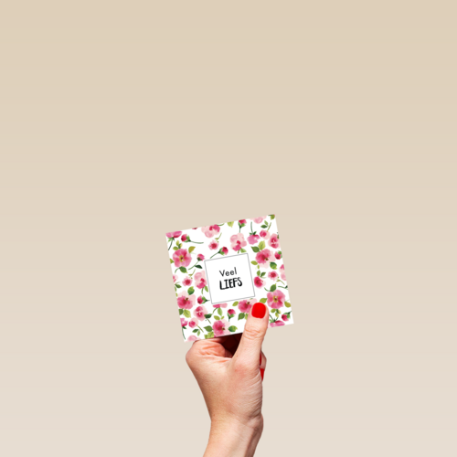 kaart met mooie roze bloemen een veel liefs