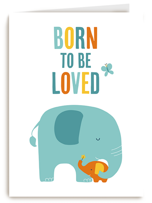 Kaart Hallmark | Geboorte Felicitatie | Geboortefelicitatie Born To Be Loved Olifant