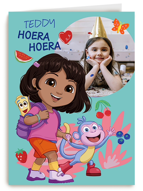 Fotokaart Verjaardagskaarten | Dora Hoera Hoera Fotokaart