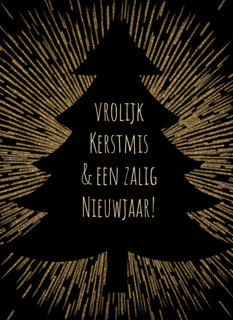 stijlvolle kerstkaart met gouden stralen