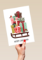 kerstkaart hip slee met cadeautjes folio