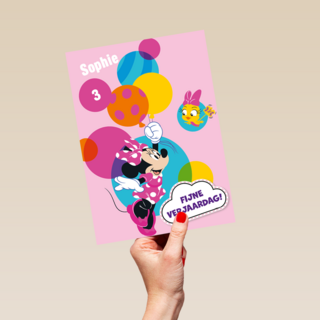 Minnie Mouse verjaardagskaart ballonnen