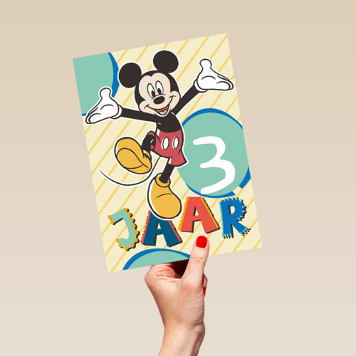 Blije Mickey Mouse verjaardagskaart