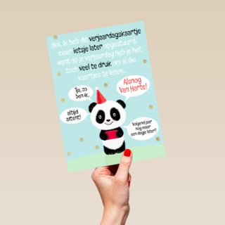 Verjaardagskaart te laat met panda