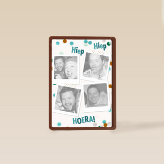 fotokaart staand hiep hiep hoera polaroid