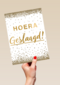 geslaagd kaart hoera geslaagd gouden letters