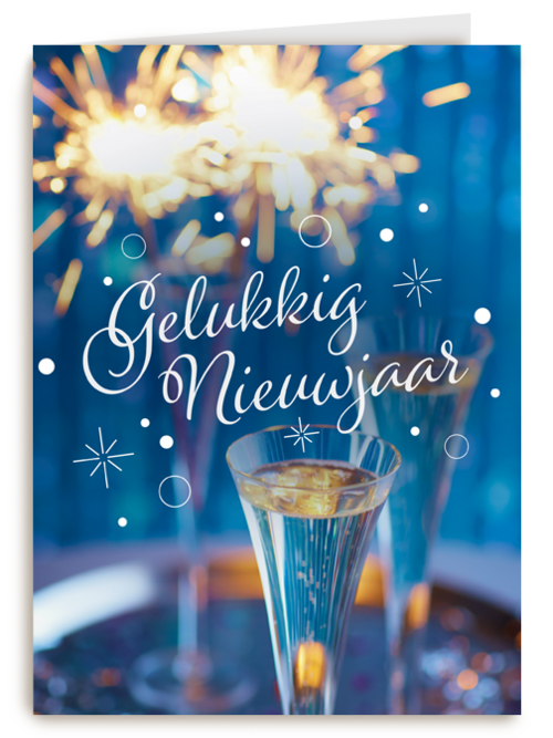 gelukkig nieuwjaar met sterretjes en bubbels