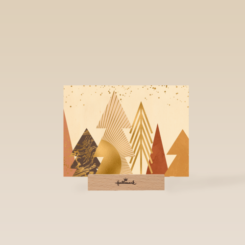 zakelijke kerstkaart met gouden kerstbomen