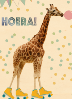 hoera met deze giraffe met confetti