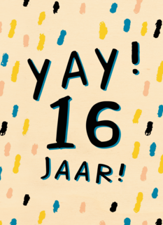 Verjaardagskaart yay 16 tiener jongen meisje
