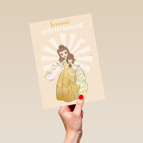 disney prinses kaart verjaardag gefeliciteerd belle