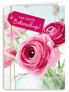 Beterschapskaart vrouw Bloemen Van harte beterschap