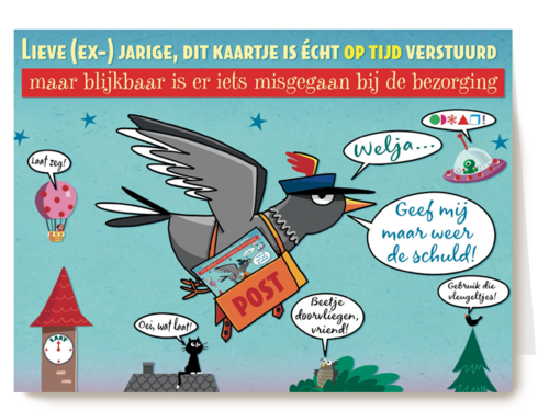 smile kaart verjaardag te laat oeps